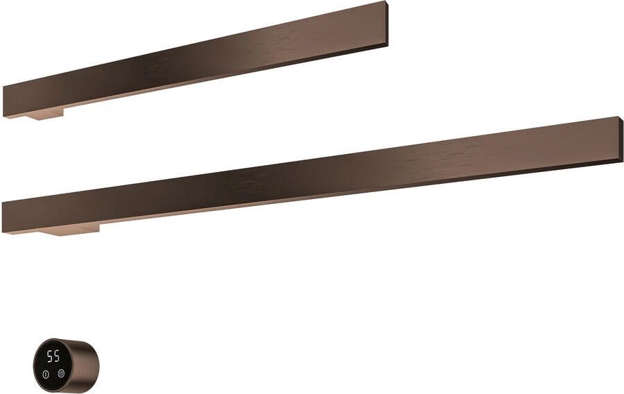 Hotbath &MORE set van 2 rails RAS80 SQUARE 80 en RAS50 SQUARE 50 cm met separate schakelaar en inbouw element Tuscan Bronze (RAS50+RAS80TB)