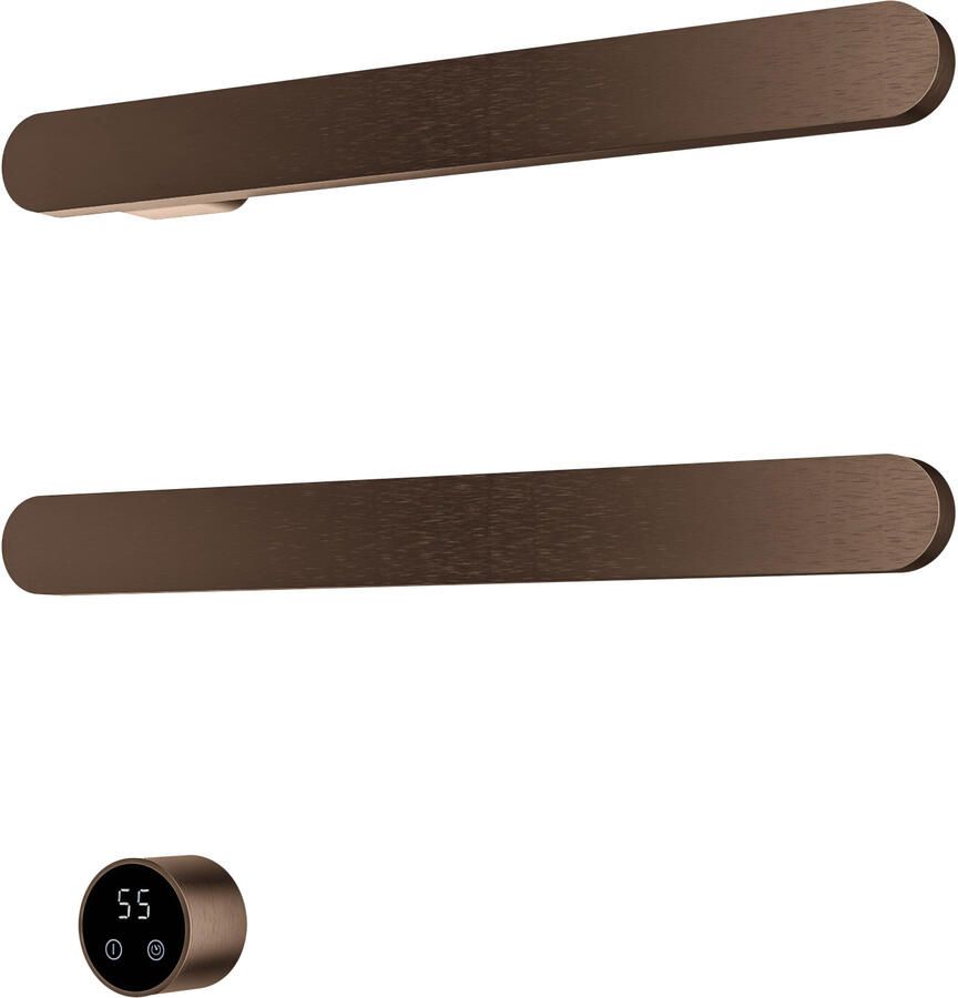 Hotbath &MORE set van 2 rails RASS50 SOFT SQUARE 50 cm met separate schakelaar en inbouw element Tuscan Bronze (RASS50-2TB)