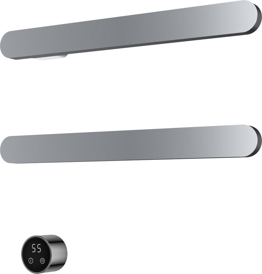 Hotbath &MORE set van 2 rails RASS50 SOFT SQUARE 50 cm met separate schakelaar en inbouw element Chroom (RASS50-2CR)