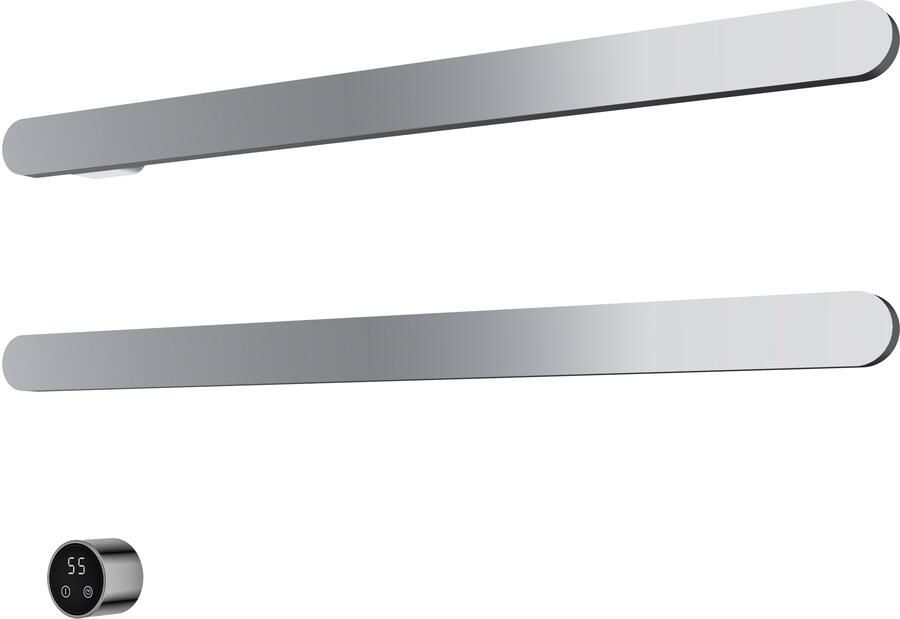 Hotbath &MORE set van 2 rails RASS80 SOFT SQUARE 80 cm met separate schakelaar en inbouw element Chroom (RASS80-2CR)
