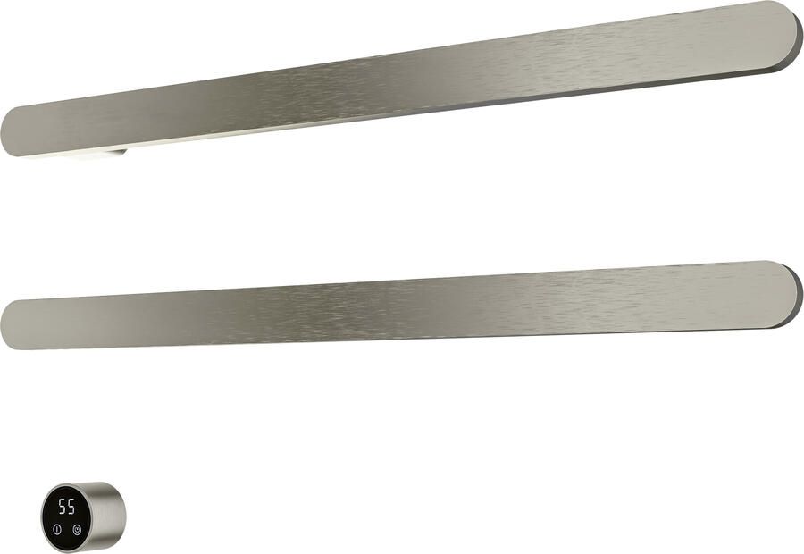 Hotbath &MORE set van 2 rails RASS80 SOFT SQUARE 80 cm met separate schakelaar en inbouw element Geborsteld Nikkel (RASS80-2GN)