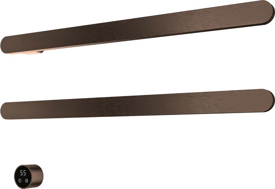 Hotbath &MORE set van 2 rails RASS80 SOFT SQUARE 80 cm met separate schakelaar en inbouw element Tuscan Bronze (RASS80-2TB)