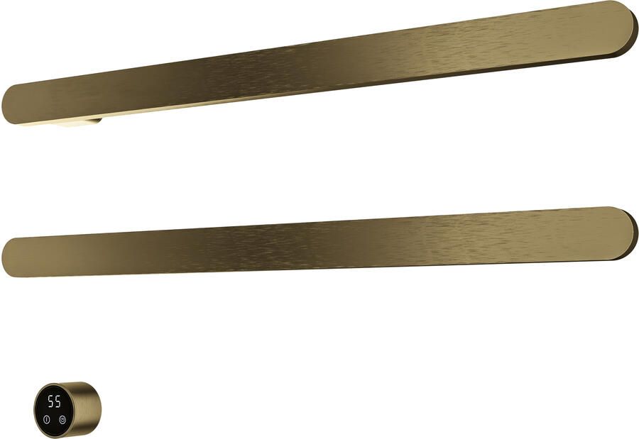 Hotbath &MORE set van 2 rails RASS80 SOFT SQUARE 80 cm met separate schakelaar en inbouw element Geborsteld Messing PVD (RASS80-2BBP)