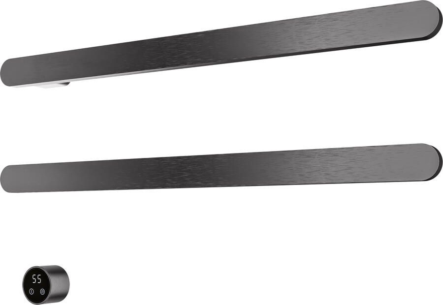 Hotbath &MORE set van 2 rails RASS80 SOFT SQUARE 80 cm met separate schakelaar en inbouw element Geborsteld Gunmetal PVD (RASS80-2BGP)