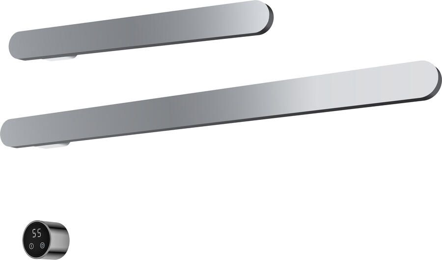 Hotbath &MORE set van 2 rails RASS80 SOFT SQUARE 80 en RASS50 SOFT SQUARE 50 cm met separate schakelaar en inbouw element Chroom (RASS50+RASS80CR)