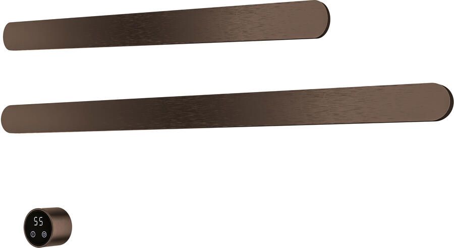 Hotbath &MORE set van 2 rails RASS80 SOFT SQUARE 80 en RASS50 SOFT SQUARE 50 cm met separate schakelaar en inbouw element Tuscan Bronze (RASS50+RASS80TB)