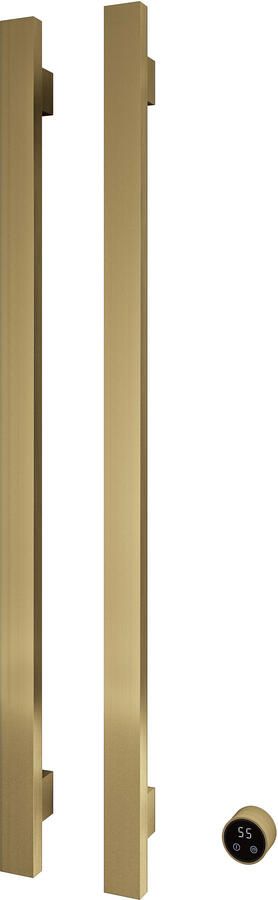Hotbath &MORE set van 2 rails RASV135 SQUARE135 cm met separate schakelaar en inbouw element Geborsteld Messing PVD (RASV135-2BBP)