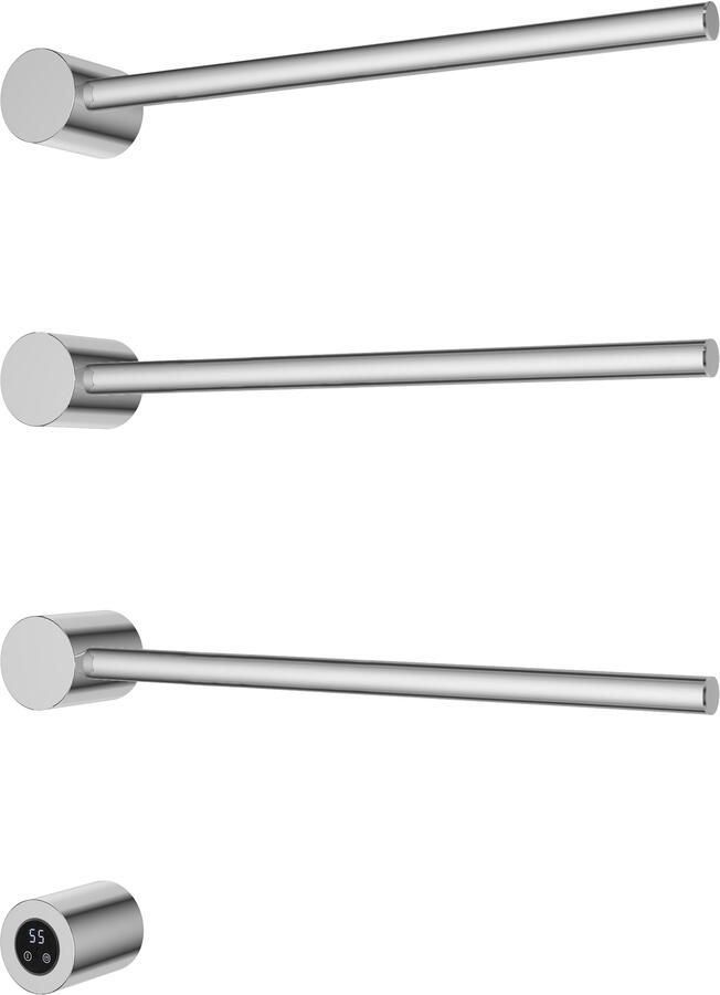 Hotbath &MORE set van 3 rails RARH50 ROUND 50 cm met separate schakelaar en inbouw element Chroom (RARH50-3CR)