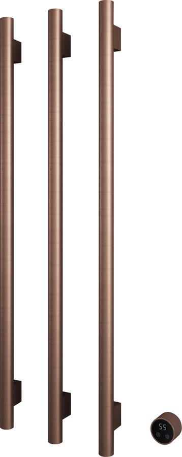 Hotbath &MORE set van 3 rails RARV135 ROUND135 cm met separate schakelaar en inbouw element Geborsteld Koper PVD (RARV135-3BCP)