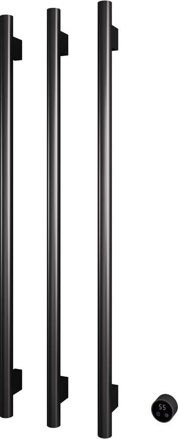 Hotbath &MORE set van 3 rails RARV135 ROUND135 cm met separate schakelaar en inbouw element Geborsteld Gunmetal PVD (RARV135-3BGP)