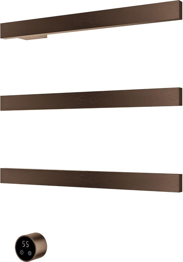 Hotbath &MORE set van 3 rails RAS50 SQUARE 50 cm met separate schakelaar en inbouw element Tuscan Bronze (RAS50-3TB)
