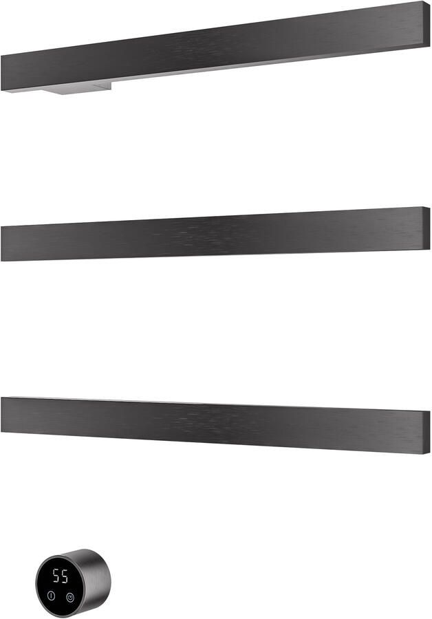 Hotbath &MORE set van 3 rails RAS50 SQUARE 50 cm met separate schakelaar en inbouw element Geborsteld Gunmetal PVD (RAS50-3BGP)