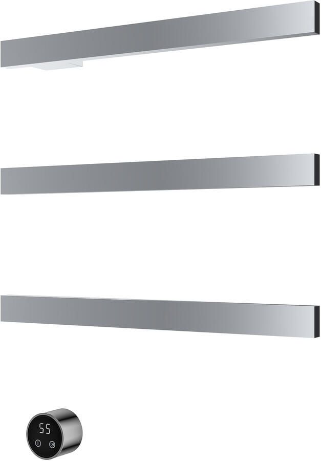 Hotbath &MORE set van 3 rails RAS50 SQUARE 50 cm met separate schakelaar en inbouw element Chroom (RAS50-3CR)