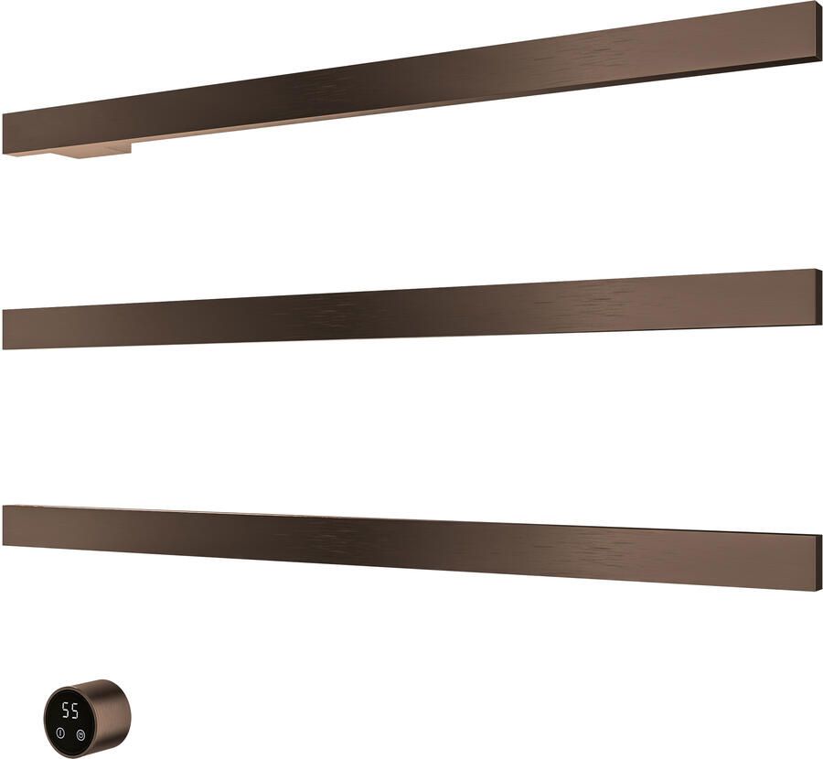 Hotbath &MORE set van 3 rails RAS80 SQUARE 80 cm met separate schakelaar en inbouw element Tuscan Bronze (RAS80-3TB)