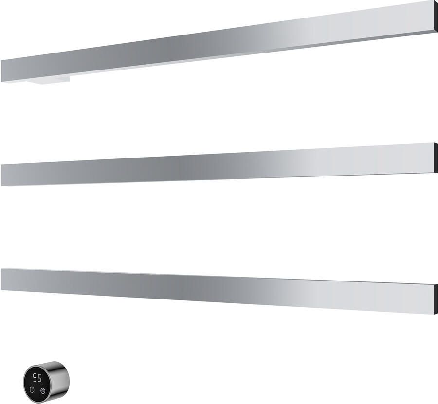 Hotbath &MORE set van 3 rails RAS80 SQUARE 80 cm met separate schakelaar en inbouw element Chroom (RAS80-3CR)