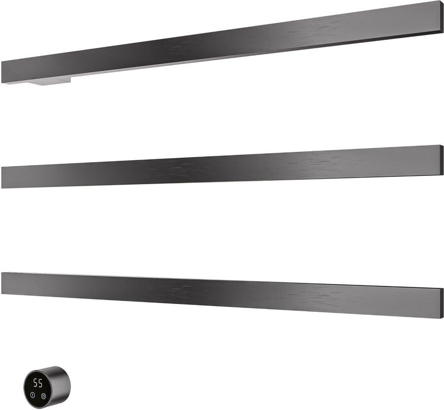 Hotbath &MORE set van 3 rails RAS80 SQUARE 80 cm met separate schakelaar en inbouw element Geborsteld Gunmetal PVD (RAS80-3BGP)