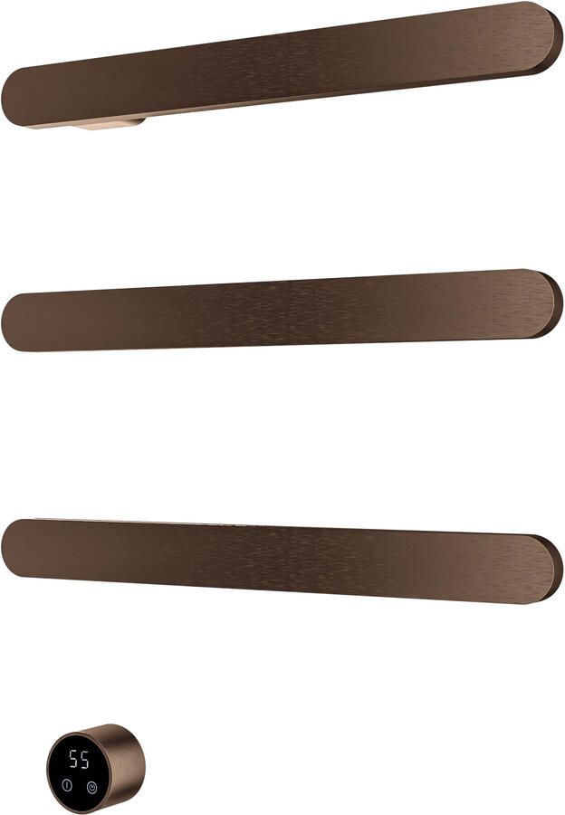Hotbath &MORE set van 3 rails RASS50 SOFT SQUARE 50 cm met separate schakelaar en inbouw element Tuscan Bronze (RASS50-3TB)