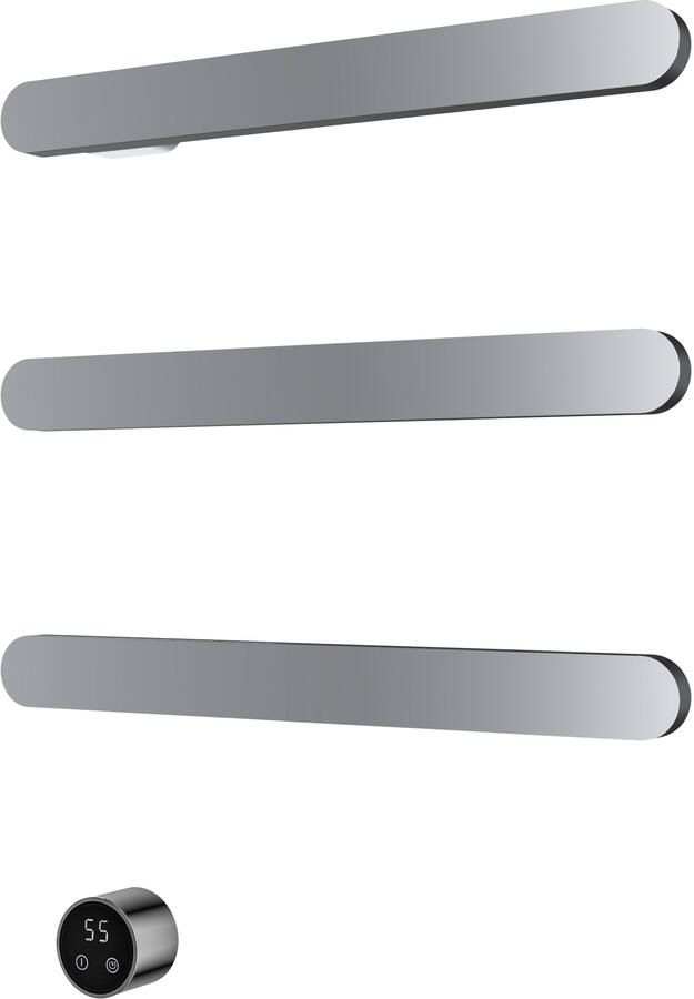 Hotbath &MORE set van 3 rails RASS50 SOFT SQUARE 50 cm met separate schakelaar en inbouw element Chroom (RASS50-3CR)