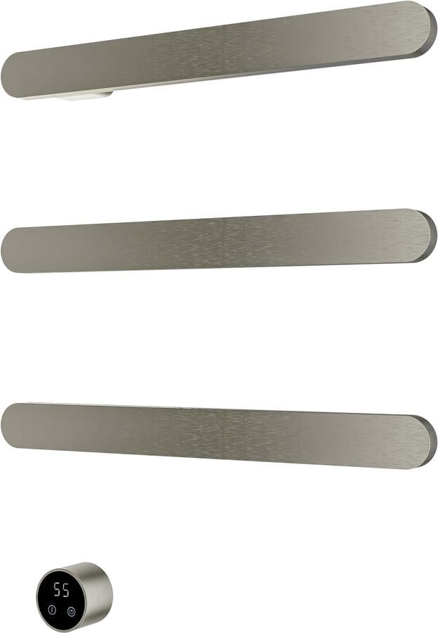 Hotbath &MORE set van 3 rails RASS50 SOFT SQUARE 50 cm met separate schakelaar en inbouw element Geborsteld Nikkel (RASS50-3GN)