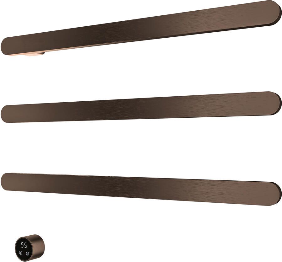 Hotbath &MORE set van 3 rails RASS80 SOFT SQUARE 80 cm met separate schakelaar en inbouw element Tuscan Bronze (RASS80-3TB)