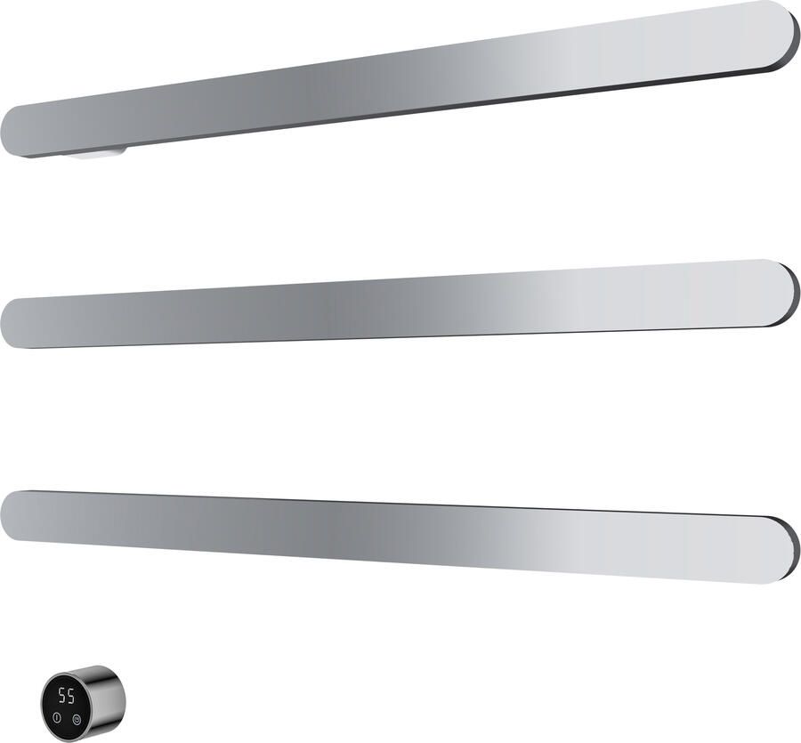 Hotbath &MORE set van 3 rails RASS80 SOFT SQUARE 80 cm met separate schakelaar en inbouw element Chroom (RASS80-3CR)
