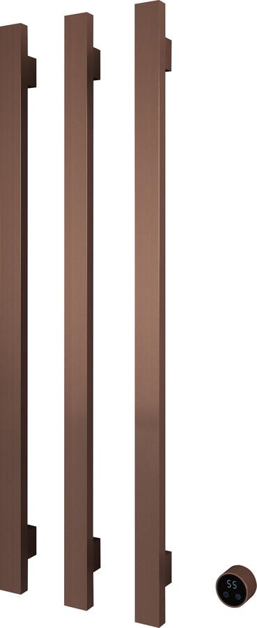 Hotbath &MORE set van 3 rails RASV135 SQUARE135 cm met separate schakelaar en inbouw element Geborsteld Koper PVD (RASV135-3BCP)