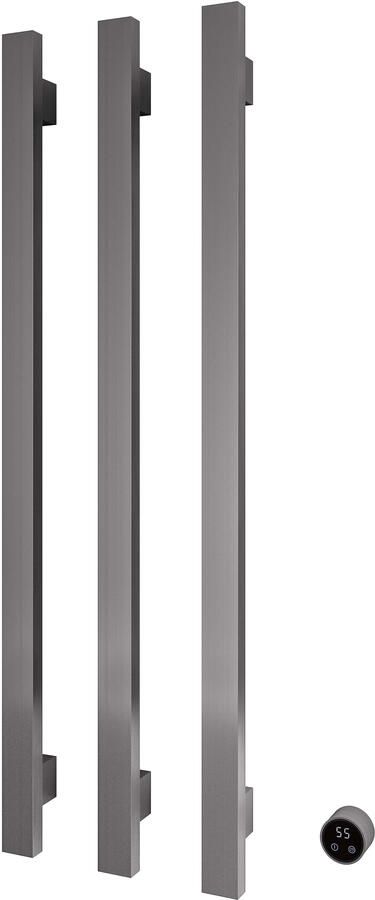 Hotbath &MORE set van 3 rails RASV135 SQUARE135 cm met separate schakelaar en inbouw element Geborsteld Gunmetal PVD (RASV135-3BGP)