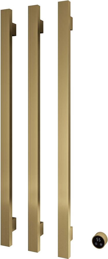 Hotbath &MORE set van 3 rails RASV135 SQUARE135 cm met separate schakelaar en inbouw element Geborsteld Messing PVD (RASV135-3BBP)