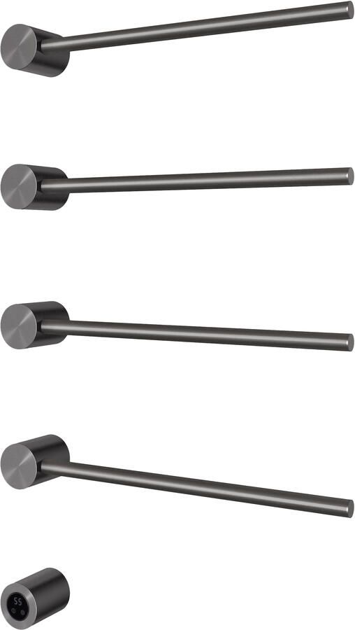 Hotbath &MORE set van 4 rails RARH50 ROUND 50 cm met separate schakelaar en inbouw element Geborsteld Gunmetal PVD (RARH50-4BGP)