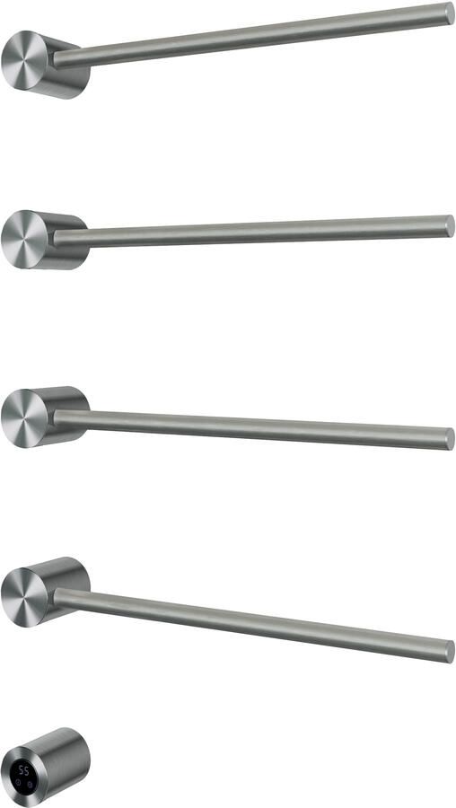 Hotbath &MORE set van 4 rails RARH50 ROUND 50 cm met separate schakelaar en inbouw element Geborsteld Nikkel (RARH50-4GN)