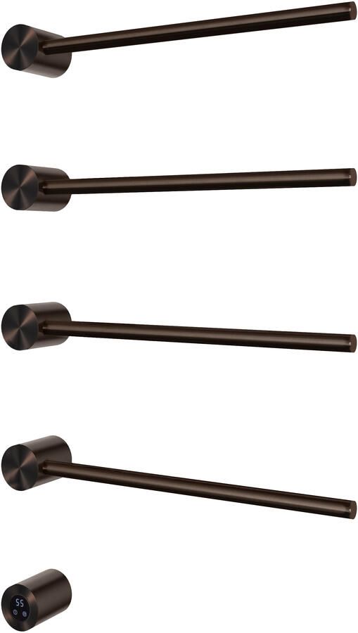 Hotbath &MORE set van 4 rails RARH50 ROUND 50 cm met separate schakelaar en inbouw element Tuscan Bronze (RARH50-4TB)