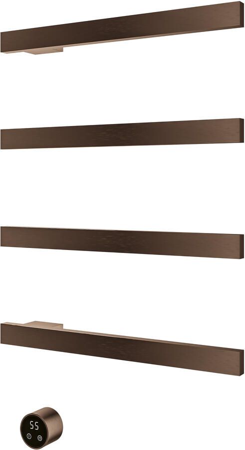 Hotbath &MORE set van 4 rails RAS50 SQUARE 50 cm met separate schakelaar en inbouw element Tuscan Bronze (RAS50-4TB)