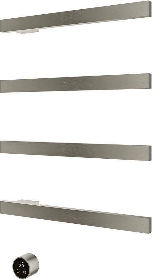 Hotbath &MORE set van 4 rails RAS50 SQUARE 50 cm met separate schakelaar en inbouw element Geborsteld Nikkel (RAS50-4GN)