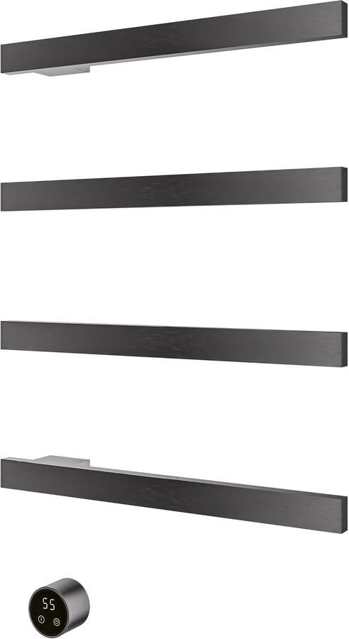 Hotbath &MORE set van 4 rails RAS50 SQUARE 50 cm met separate schakelaar en inbouw element Geborsteld Gunmetal PVD (RAS50-4BGP)