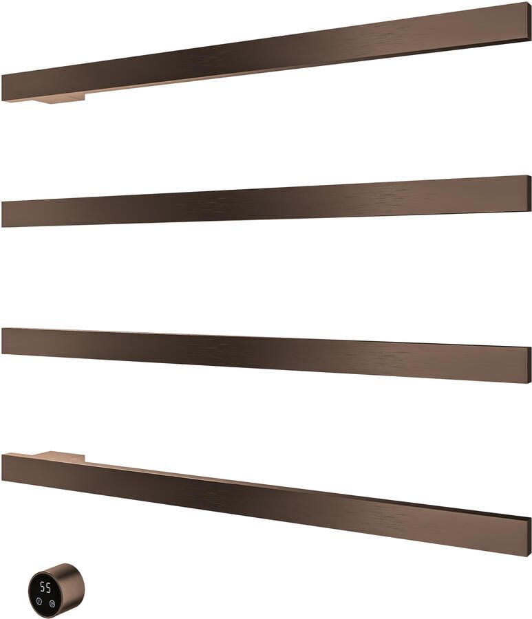 Hotbath &MORE set van 4 rails RAS80 SQUARE 80 cm met separate schakelaar en inbouw element Tuscan Bronze (RAS80-4TB)