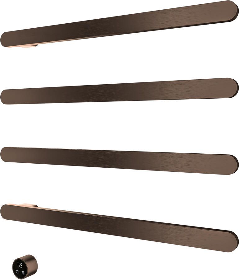 Hotbath &MORE set van 4 rails RASS80 SOFT SQUARE 80 cm met separate schakelaar en inbouw element Tuscan Bronze (RASS80-4TB)