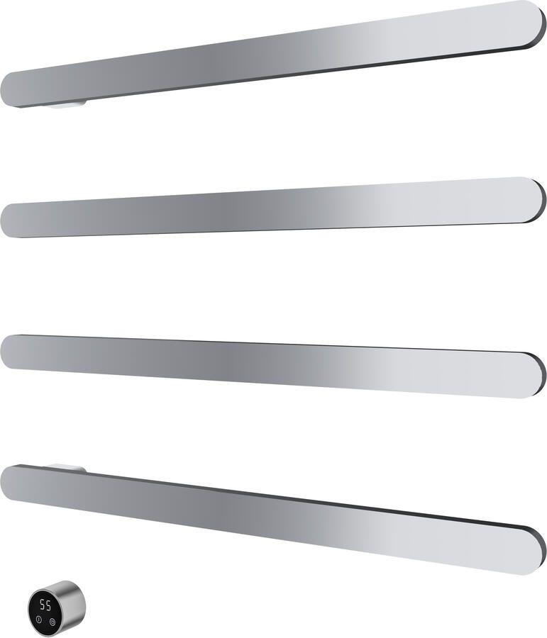 Hotbath &MORE set van 4 rails RASS80 SOFT SQUARE 80 cm met separate schakelaar en inbouw element Chroom (RASS80-4CR)