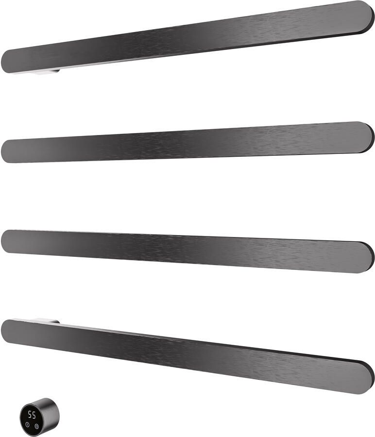 Hotbath &MORE set van 4 rails RASS80 SOFT SQUARE 80 cm met separate schakelaar en inbouw element Geborsteld Gunmetal PVD (RASS80-4BGP)