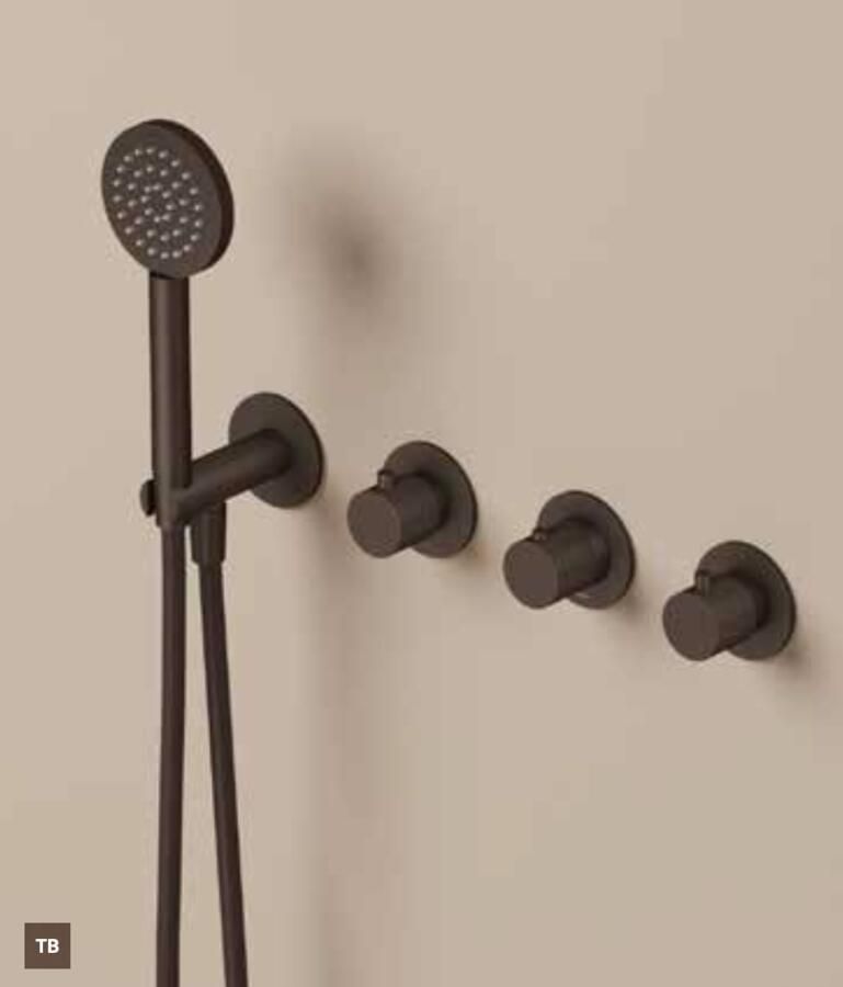 Hotbath GUY Afbouwdeel bad douche thermostaat met 2 stopkranen zonder uitloop Tuscan Bronze