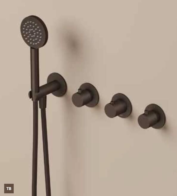Hotbath GUY Afbouwdeel bad douche thermostaat met 2 stopkranen zonder uitloop Tuscan Bronze