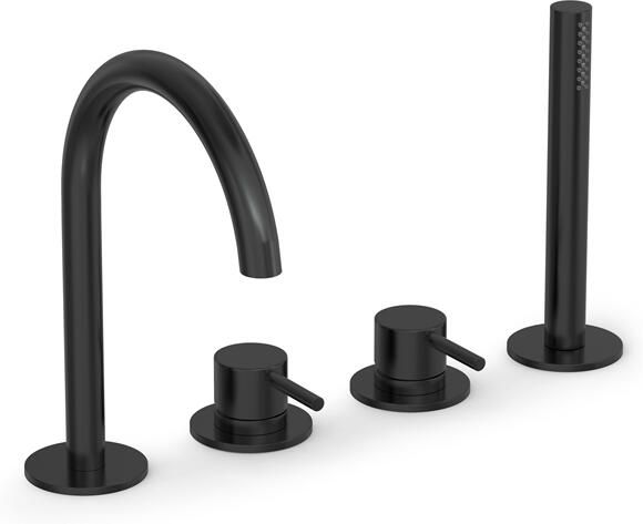 Hotbath Inbouw Badrandcombinatie Cobber Met Uitloop en 2-weg Omstel Geborsteld Zwart PVD (incl. Handdouche)