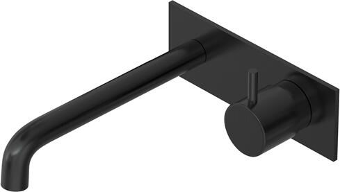 Hotbath Inbouw Wastafelkraan Met Achterplaat Cobber 18cm Gebogen Uitloop 1-Hendel Geborsteld Zwart PVD