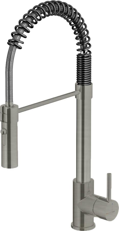 Hotbath Fellow keukenmengkraan met draaibare uitloop en flexibele uittrekbare handdouche geborsteld nikkel FKM13GN