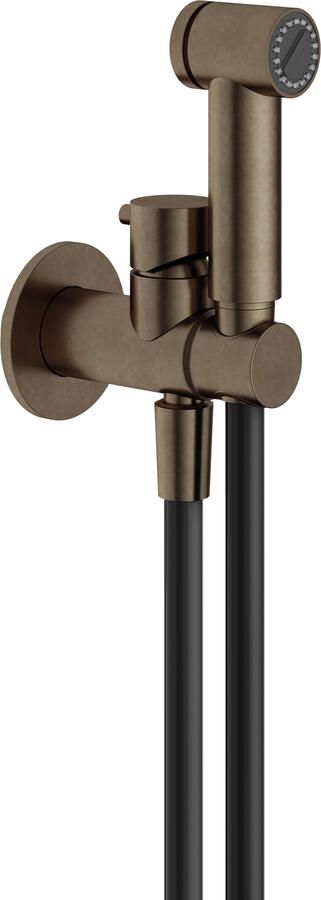 Hotbath Mate Knijphanddoucheset met doucheslang 1 mtr. houder met mengkraan AB Verouderd messing KHDS3EXTAB