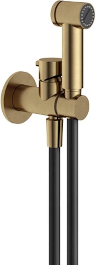 Hotbath Mate Knijphanddoucheset met doucheslang 1 mtr. houder met mengkraan BB Geborsteld messing KHDS3EXTBB