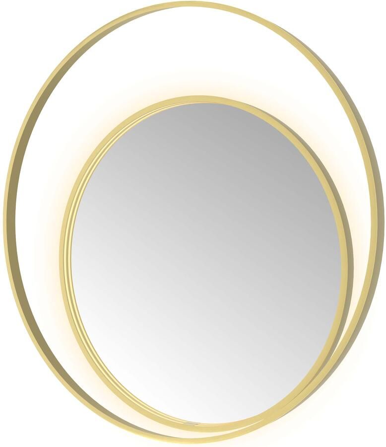 Hotbath Spiegel &MORE 100x100 cm LED-Verlichting Spiegelverwarming Rond Deco Geborsteld Messing PVD