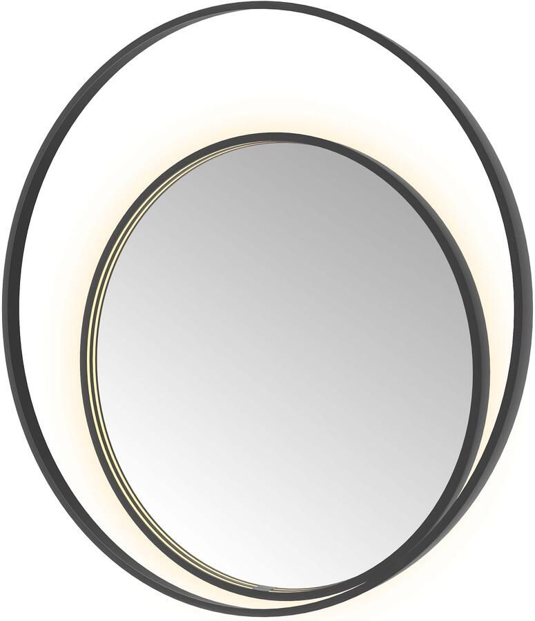Hotbath Spiegel &MORE 100x100 cm LED-Verlichting Spiegelverwarming Rond Deco Geborsteld Zwart PVD