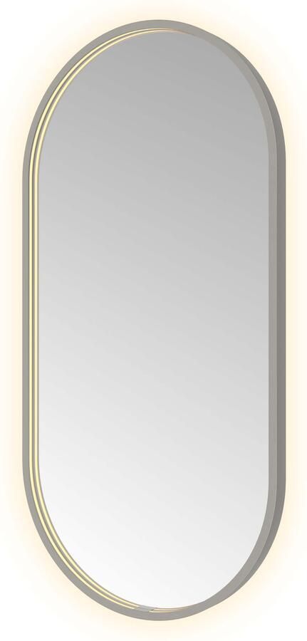 Hotbath Spiegel &MORE 100x50 cm LED-Verlichting Spiegelverwarming Ovaal Geborsteld Gunmetal