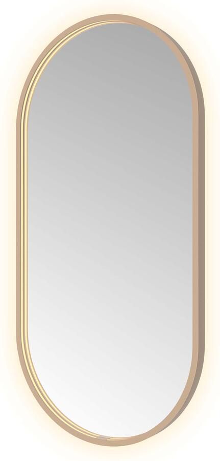Hotbath Spiegel &MORE 100x50 cm LED-Verlichting Spiegelverwarming Ovaal Geborsteld Koper PVD