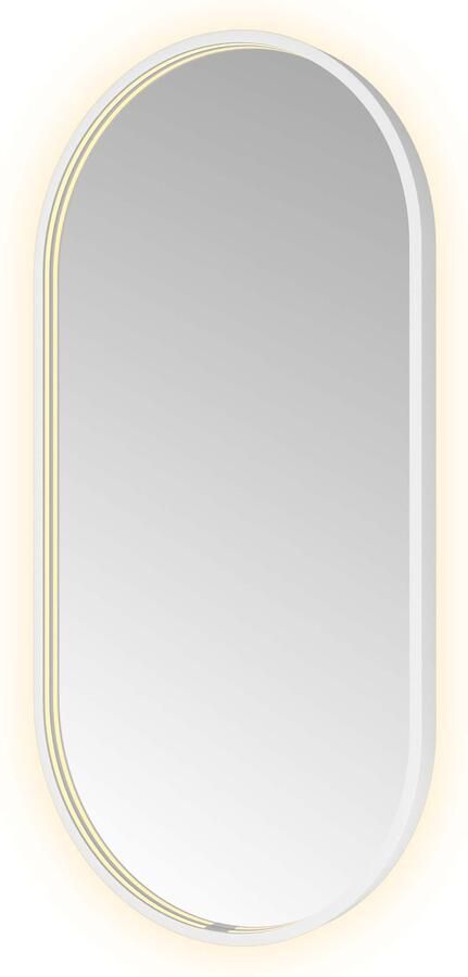Hotbath Spiegel &MORE 100x50 cm LED-Verlichting Spiegelverwarming Ovaal Mat Wit